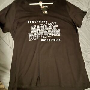 McGrath Dubuque Iowa Harley-Davidson Black V-Neck Tee with Logo Tag